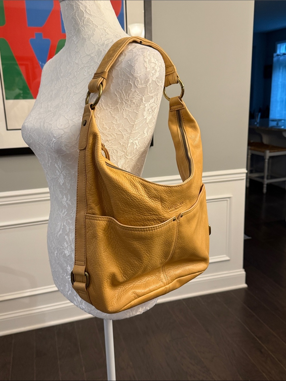 American Leather Company Tan Buttery Soft Leather Shoulder Hobo Bag